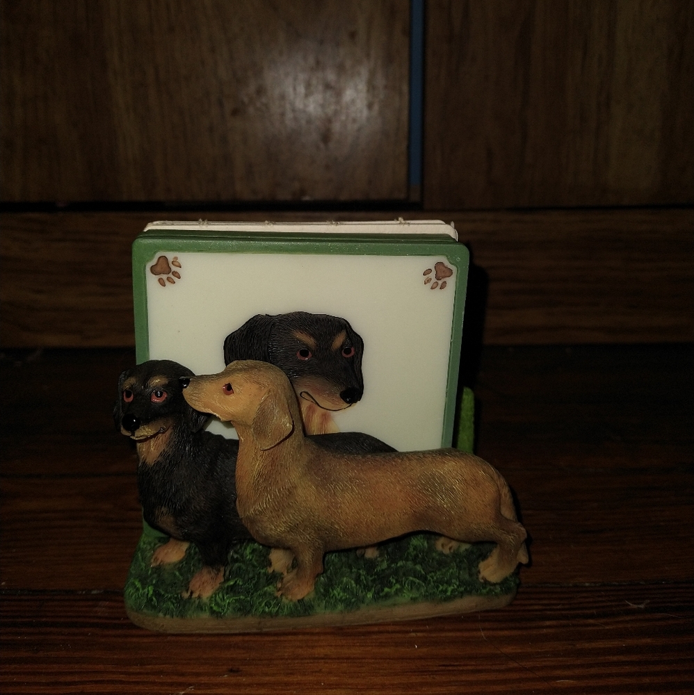 Dog coster holder with dog and bird coasters